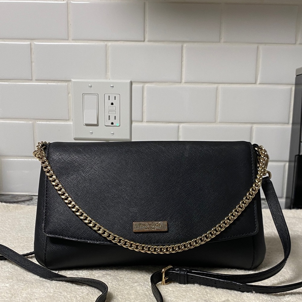 Kate Spade Black Crossbody Bag with Gold Chain